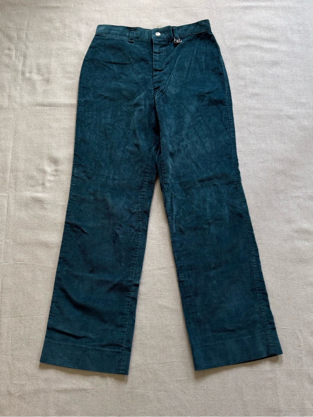 Vintage Vidal Sassoon Teal High Waist Pants Size 12 Straight Flare Retro 80s
